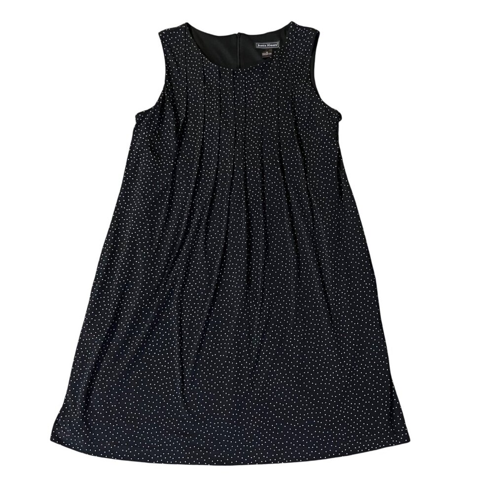 Jessica Howard Womens 14 Black Polka Dot Sleeveless Dress Used Lined - Picture 3 of 10